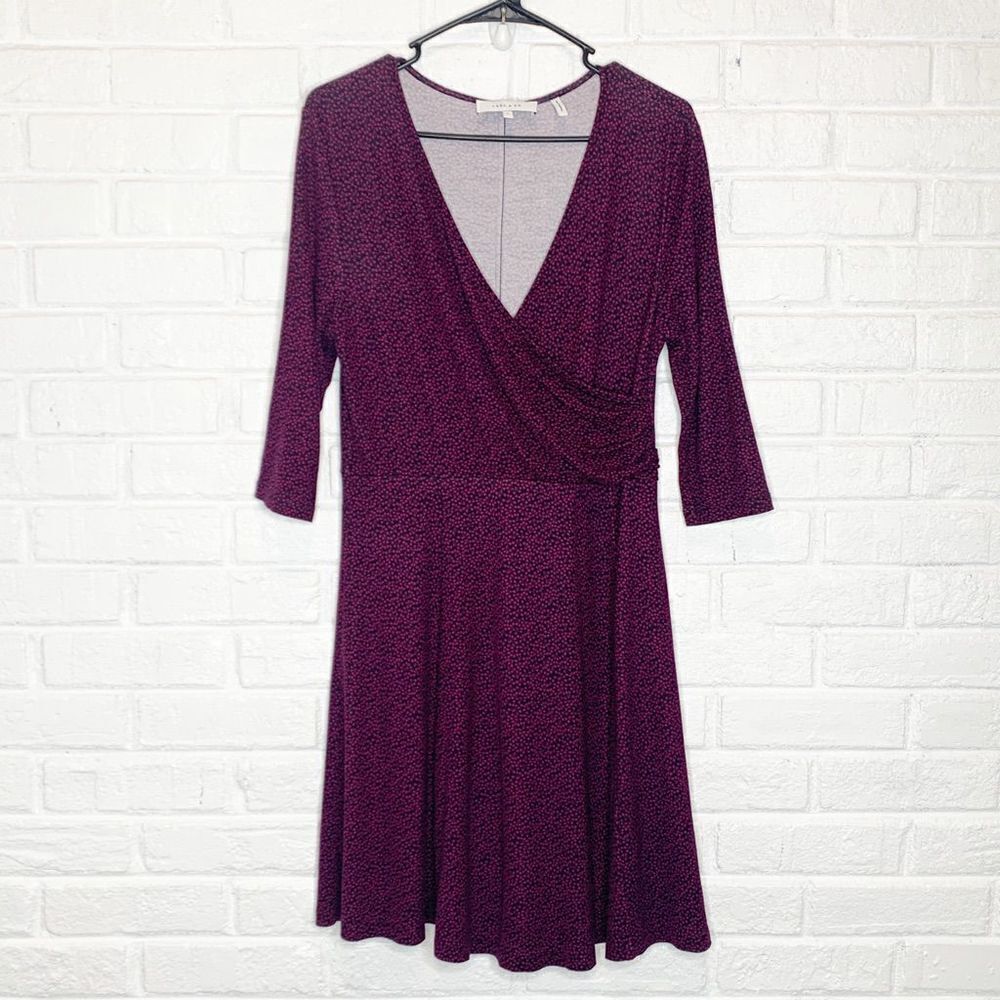 Lark & Ro Wrap Front Dress 3/4 Sleeves Fit and‎ Flare Empire Waist size Large